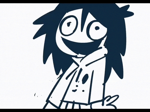 a black and white drawing of a cartoon character giving a thumbs up