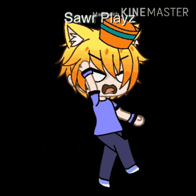 a cartoon of a boy with a cat ear and the words sawrplayz up