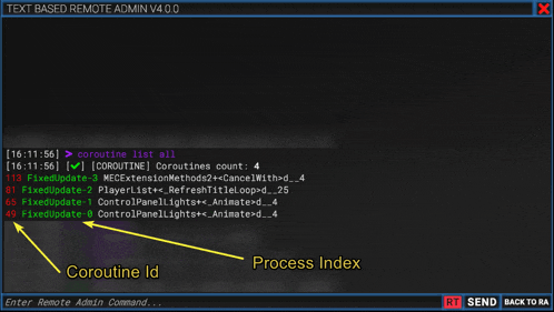 a screenshot of a text based remote admin