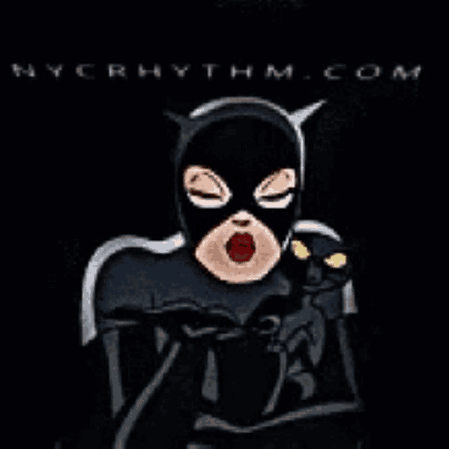 a cartoon of a woman in a cat costume with nycrhythm.com written on the bottom
