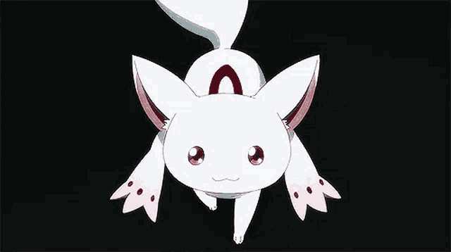 a white cat with pink ears and wings is flying in the air .