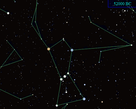 a map of the night sky shows the constellation orion and the date 4600 ad