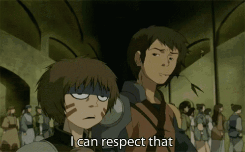 a cartoon character says " i can respect that " in front of a crowd of people