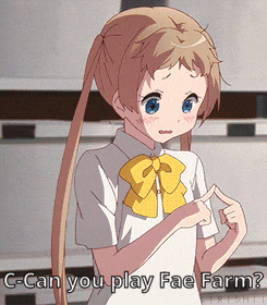 a picture of a girl with the words c-can you play fae farm on the bottom