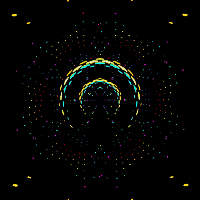a colorful circle on a black background that looks like an optical illusion