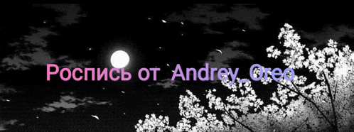 a black and white photo of a full moon with the name andrey on the bottom right