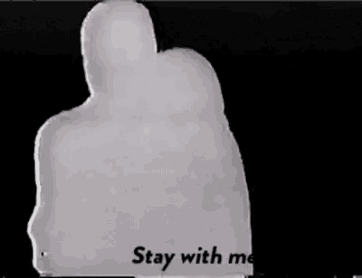a silhouette of a person with the words " stay with me " written on it