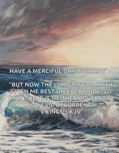 a painting of the ocean with a quote from 1 kings