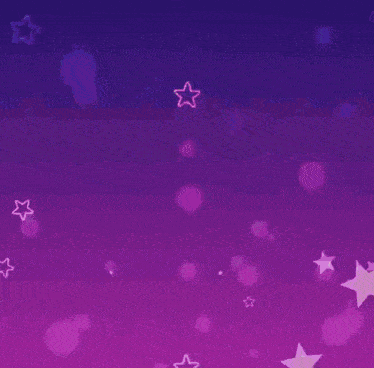 a boy and a girl are standing next to each other on a purple background with stars