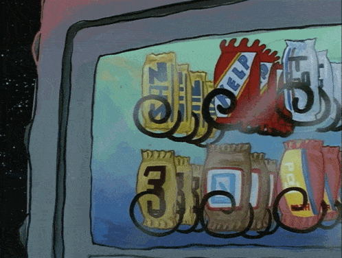 a cartoon drawing of a vending machine with a snickers bar
