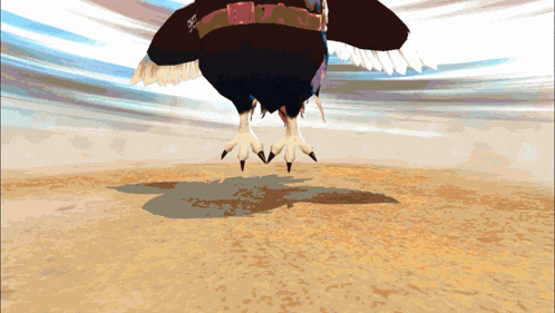 a cartoon of a bird with a belt around its waist