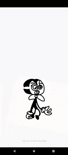 a black and white drawing of a cartoon character with a bow tie .
