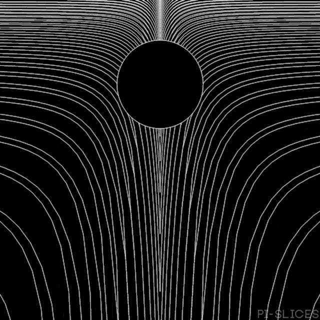 a black and white image of a circle with lines around it