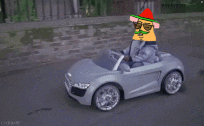 a cartoon character wearing sunglasses and a sombrero driving a car