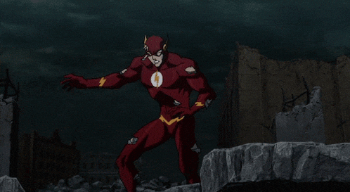 a cartoon of two flashes one red and one yellow standing next to each other