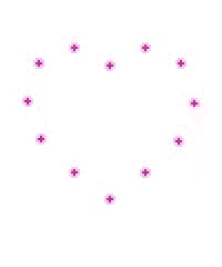 a heart made of pink flowers with orange centers on a white background .