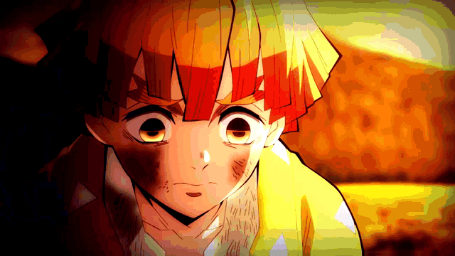 a close up of a anime character 's face