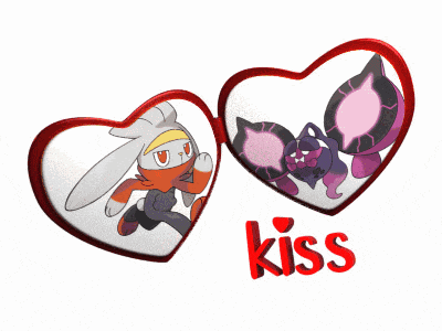a picture of a rabbit and a spider with the word kiss underneath them