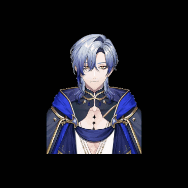 a man with blue hair and a blue cape is standing in front of a black background