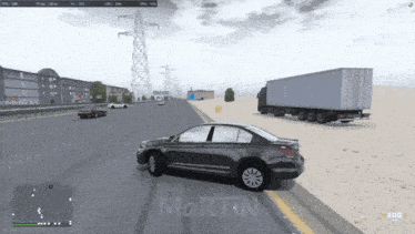 a car is driving down a highway with the name martin on the side of it