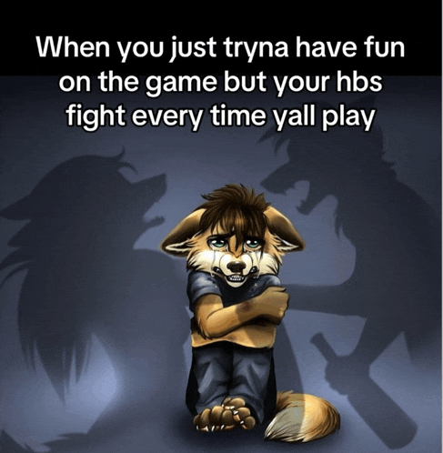 a picture of a furry character with a caption that says when you just tryna have fun on the game