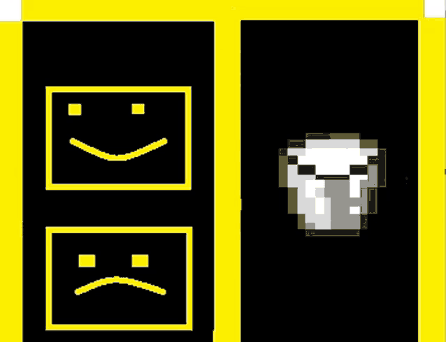 a smiley face is next to a sad face