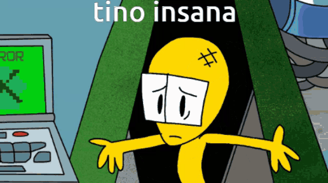 a cartoon character with a bandage on his head and the words tino insana above him