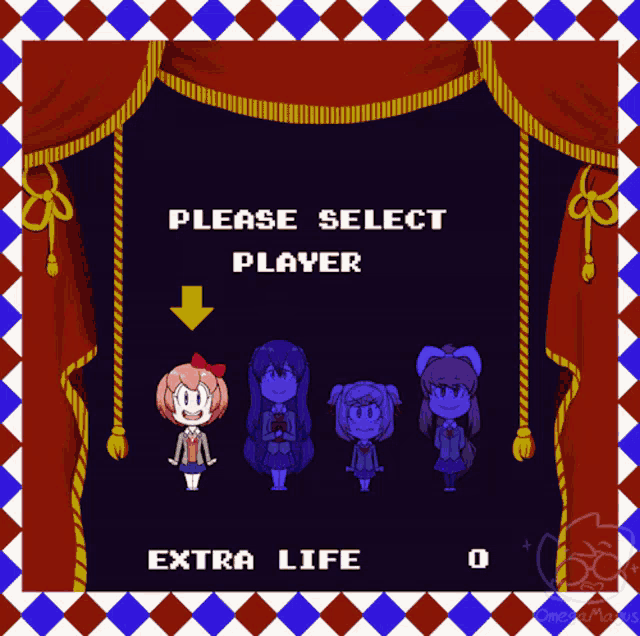 a screen that says please select player extra life