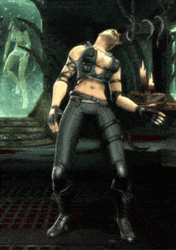 a woman in a video game is laying on her back