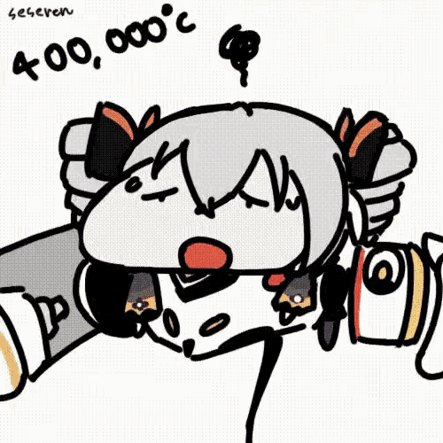a cartoon drawing of a girl with the words 400,000 ° c above her head .