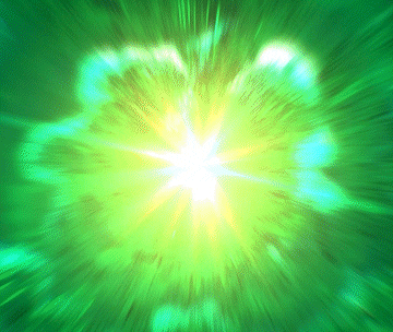 a green background with a glowing light in the middle