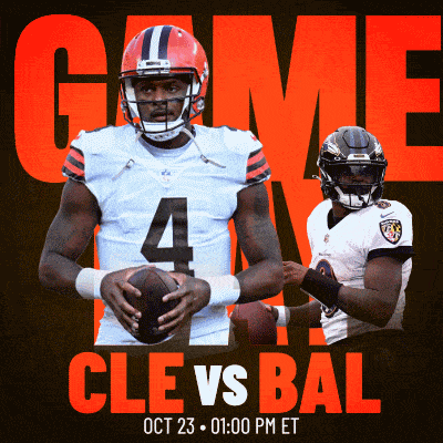 an advertisement for a football game between cleveland and bal