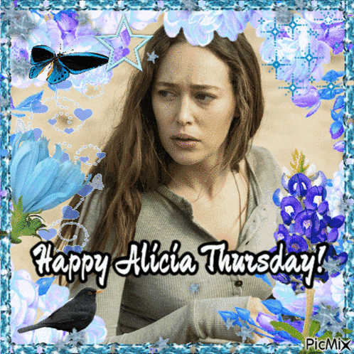 a picture of a woman with the words happy alicia thursday at the bottom
