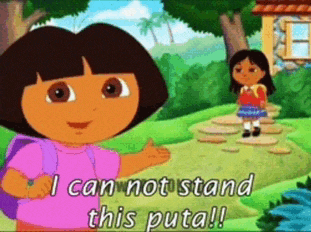 a cartoon of dora the explorer giving a thumbs up and saying " i cannot stand this puta "