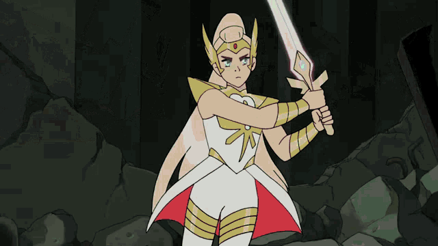 she ra from she ra and the princesses of power holds a sword