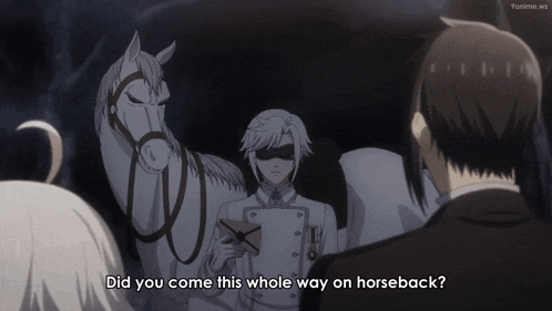 a man standing next to a horse with the words did you come this whole way on horseback