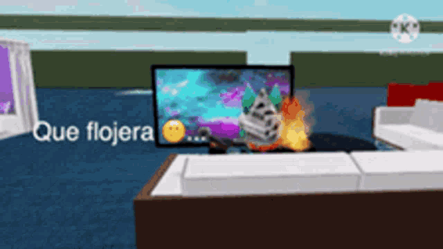 a computer generated image of a living room with the words que flojera