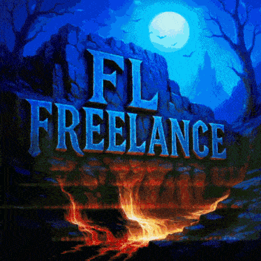 a sign that says fl freelance with a mountain in the background