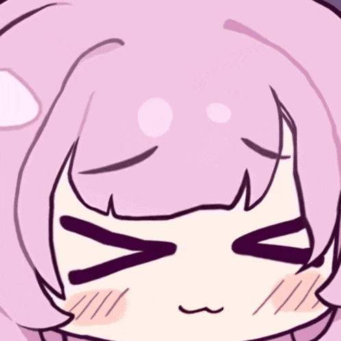 a cartoon drawing of a girl with purple hair