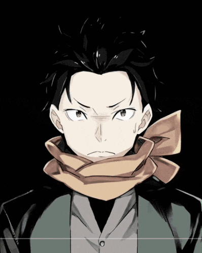 a cartoon character with a scarf around his neck looks angry