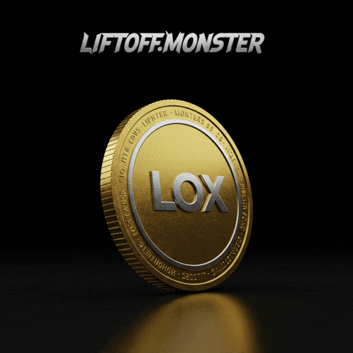 a gold coin with lox written on it