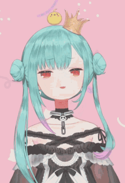 a girl with a crown on her head and a chicken on her head