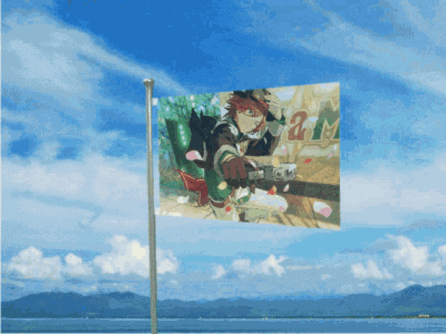 a flag with a picture of a man on it and the number 2