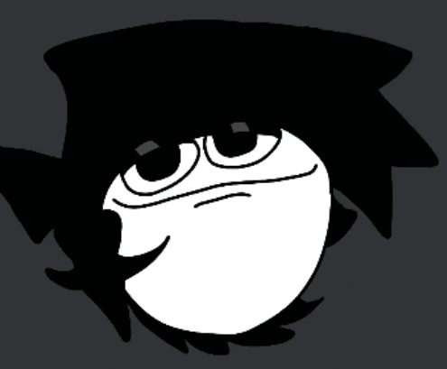a black and white drawing of a person with a smile on their face