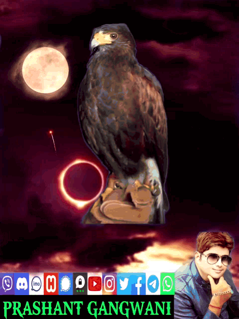 a poster with an eagle and the name prashant gangwani on it