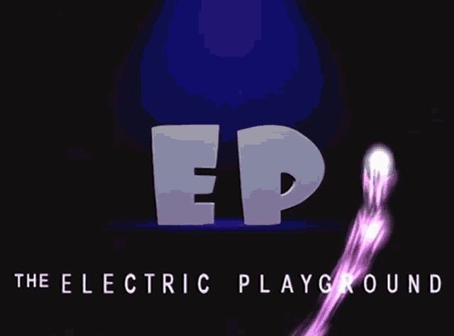 a logo for the electric playground with purple smoke coming out of the letters