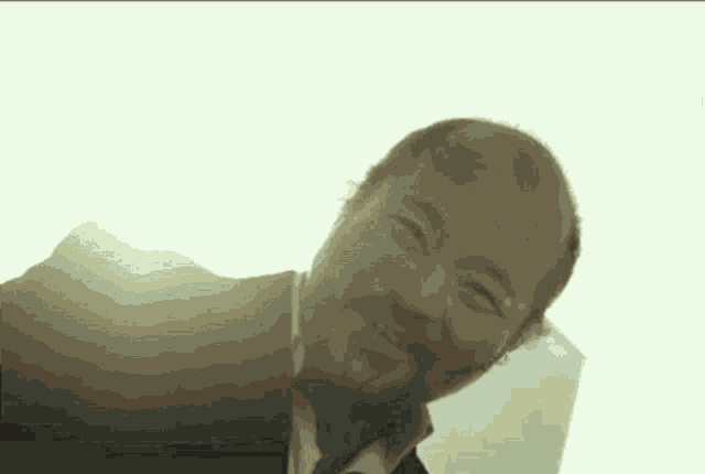 a man with a bald head and a beard smiles for the camera