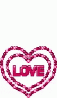a heart made of pink beads with the word love inside of it