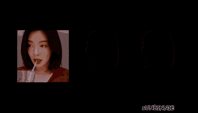 three pictures of a woman drinking from a cup with the words sun 07 on the bottom