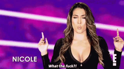 a woman is giving the middle finger and says " what the fuck ? "